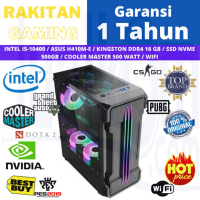PC Rakitan Gaming Intel i5-10400 DDR4 16GB 500GB NVMe H410M