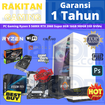 Rakitan Gaming RTX 2060 Super 8GB Ryzen 5 5600x 16GB SSD 500GB N