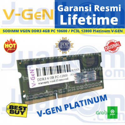 Ram Laptop VGEN DDR3L 4GB PC 12800 Platinum DDR III V-GEN PC3L V