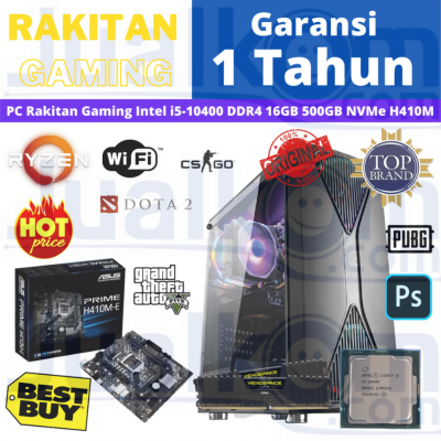 PC Rakitan Gaming Intel i5-10400 DDR4 16GB 500GB NVMe H410M HV3