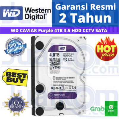 WD CAVIAR Purple 4TB 3.5" HDD CCTV SATA RESMI