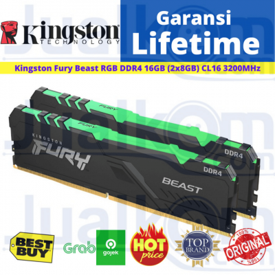 DDR4 16GB 2X8 3200Mhz KF432C16BBAK2/16 KINGSTON FURY BEAST RGB